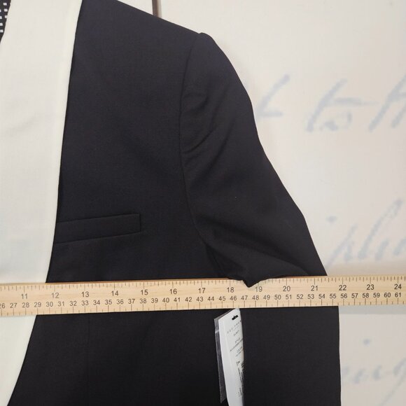 NWT Equipment Quincy Blazer Size 2 Black White Shawl Collar 100% Wool $475 - Picture 7 of 9